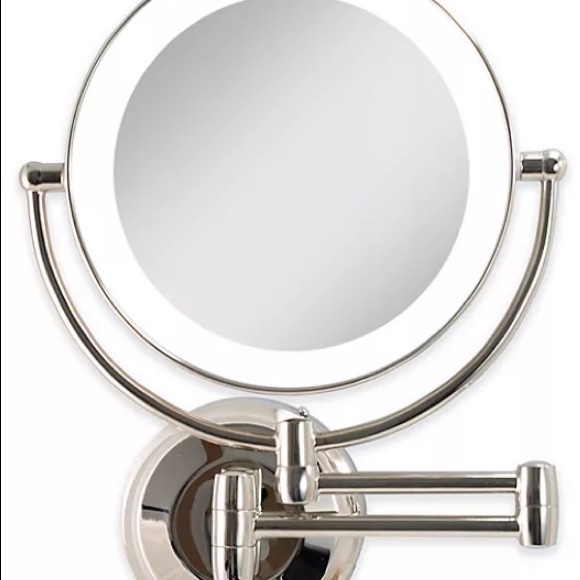 Zadro™ 10X/1X Dual-Sided Round LED Lighted Wall Mount Mirror in Polished Nickel - Picture 3 of 10